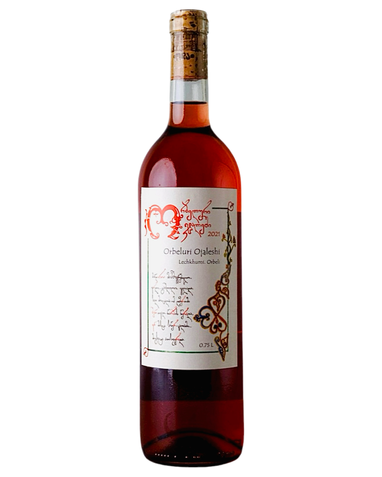 Bottle of Oda Wines Orbeluri Ojaleshi 2021 Organic Natural Rose Wine from Georgia