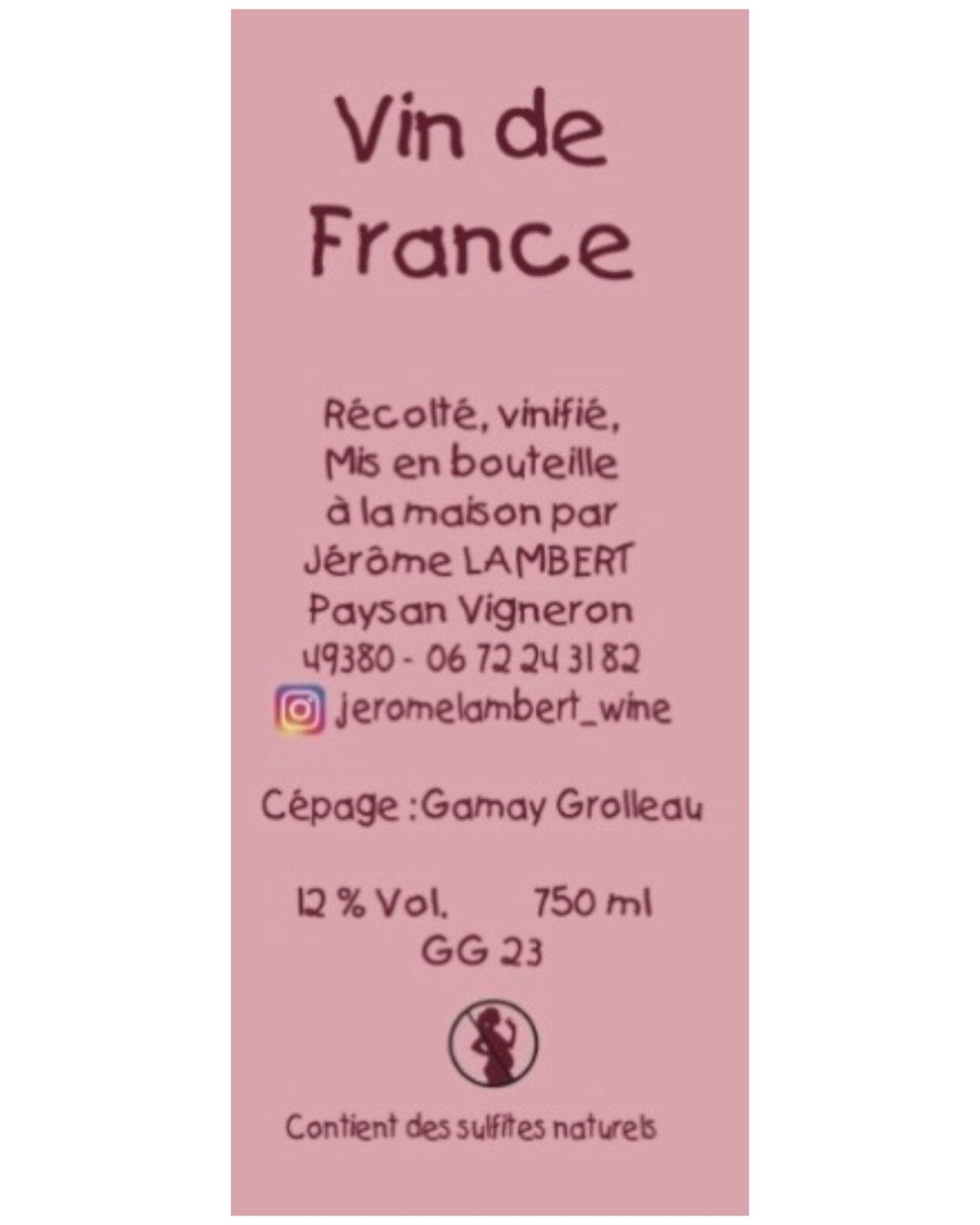 Jérôme Lambert Le P’tit GG 2023 natural rose wine label detail