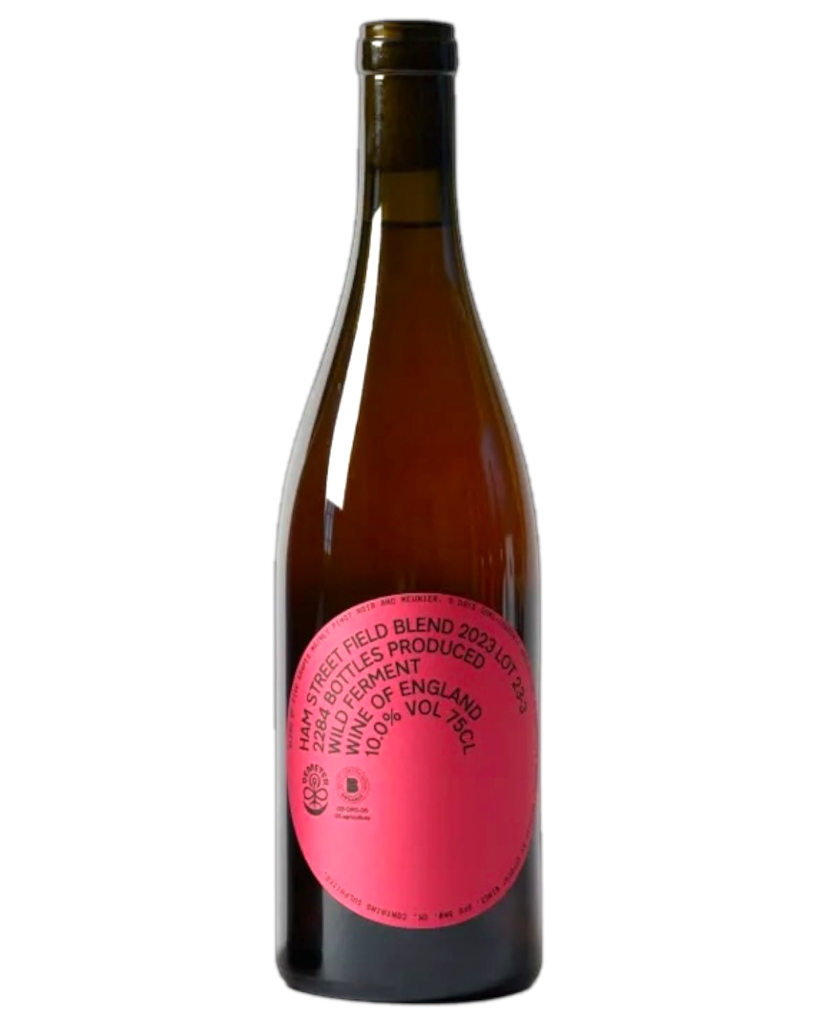 Back of Ham Street Wines Field Blend 2023 Biodynamic Natural Sparkling Wine showing label details