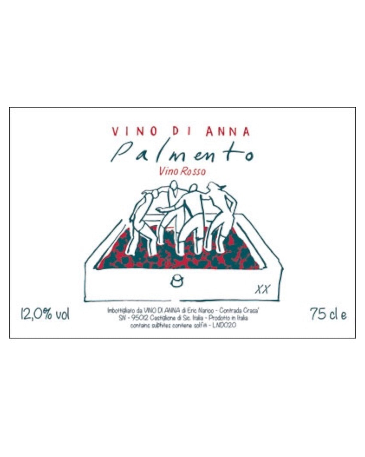 Vino di Anna Palmento Rosso 2024 Mount Etna red wine label