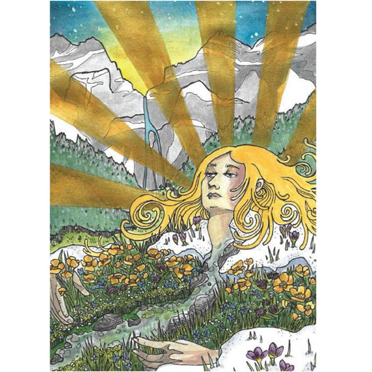 Front label of Kelley Fox Wines Nerthus 2020 Pinot Gris Muscat Natural Orange Wine showing design and details