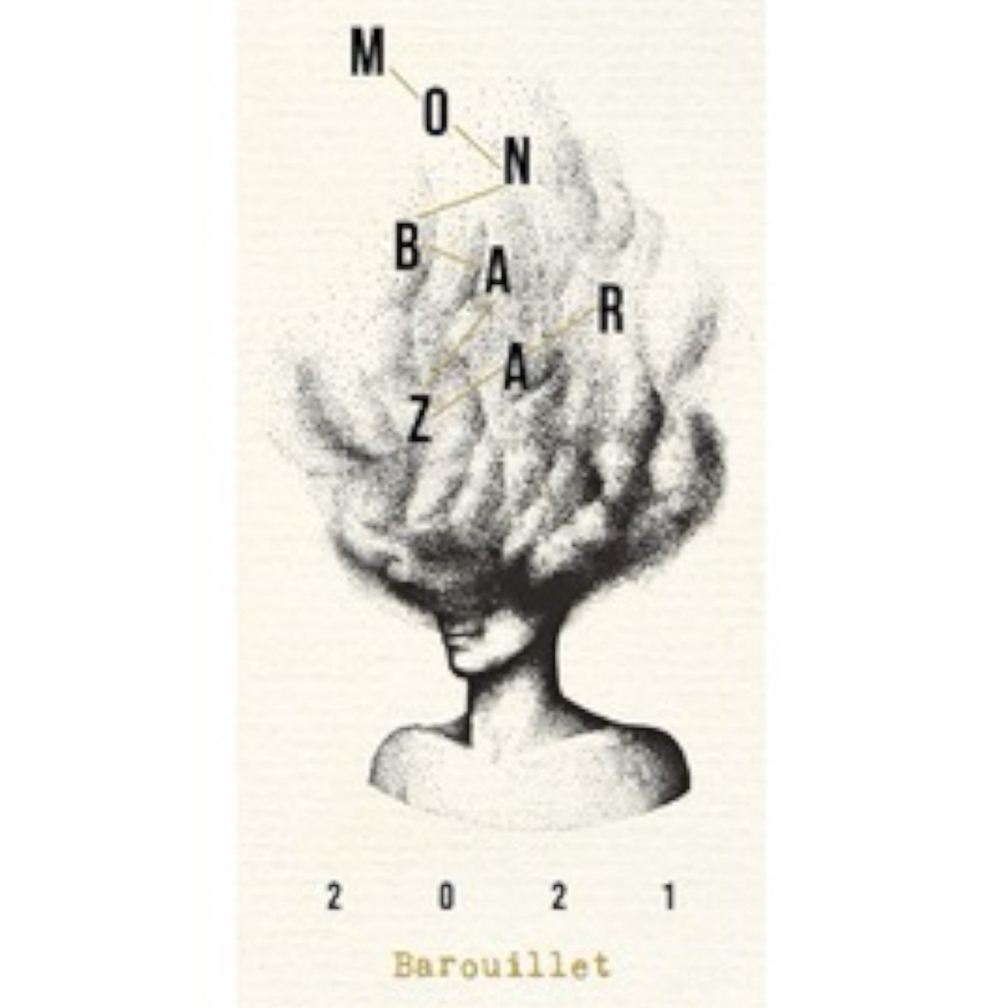 Front label of Chateau Barouillet Monbazar 2021 Organic Sweet Wine Chenin showing design and details