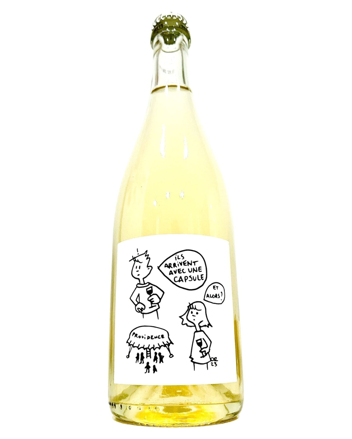 Front label of Et Alors? Pet Nat Rolle Vermentino Organic Sparkling Wine showing third label design and details