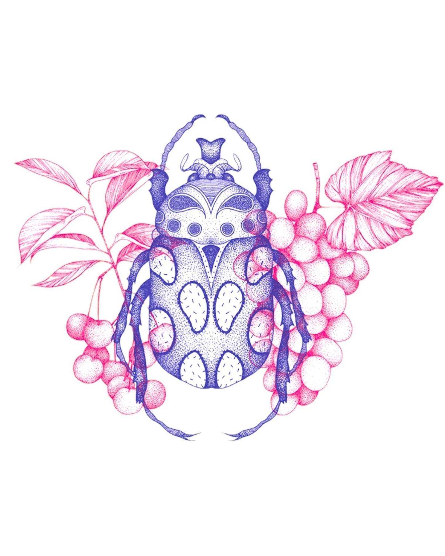 Front label of Domaine Geschickt Beetle Juice #3 Cherry Juice Natural White Wine showing design and details