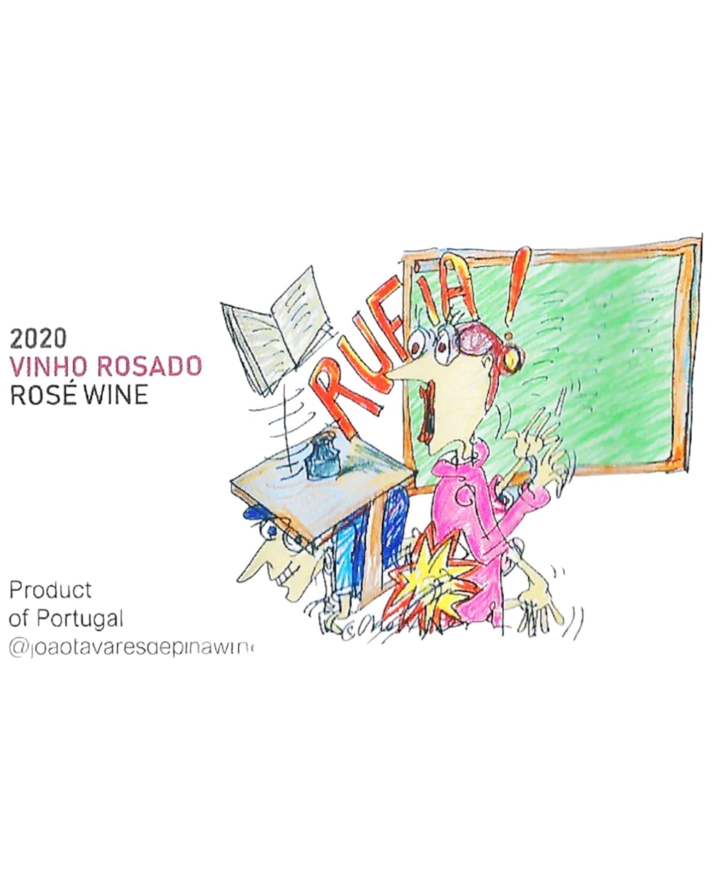 Front label of Quinta da Boavista Rufia Rosado 2022 Organic Natural Rose Wine showing design and details