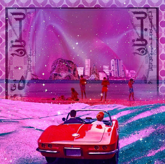 Front label of Mersel Wines Red Velvet 2023 Organic Vegan Cinsaut Natural Red Wine showing design and details