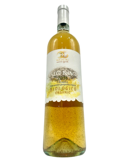 Bottle of Nasciri Greco Bianco 2018 Organic Vegan Natural White Wine from Italy