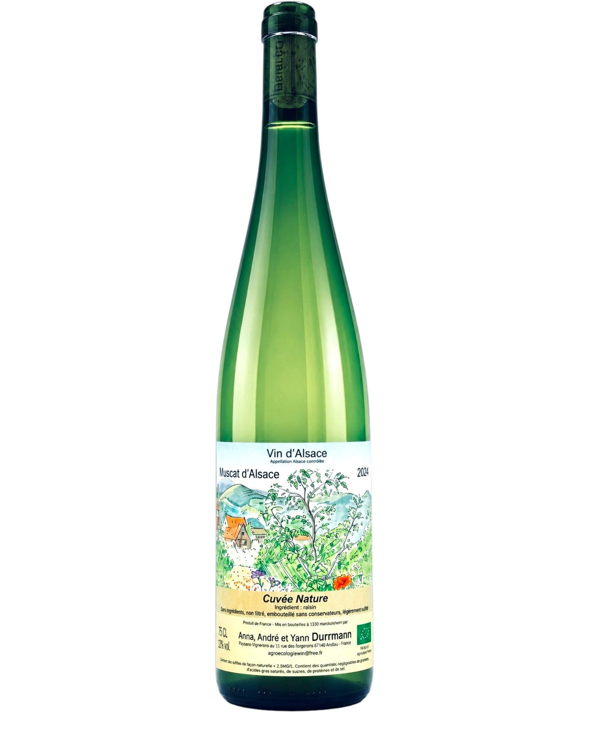 Domaine Durrmann Muscat d'Alsace 2024 organic natural white wine bottle from Alsace, France