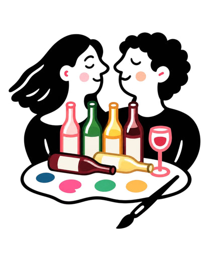 Natural Wine Subscription Team Painted 6 bottles monthly